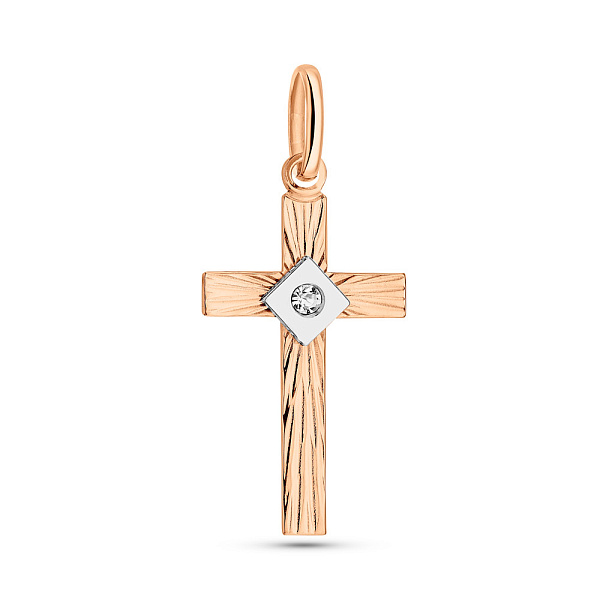 Золотой крестик с одним фианитом (арт. 424867кб) – изображение 1