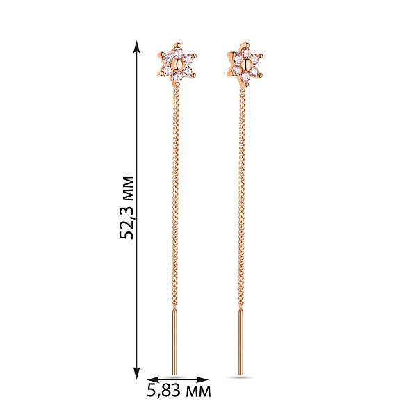 Детские серьги-протяжки из золота (арт. 108703р) – изображение 2