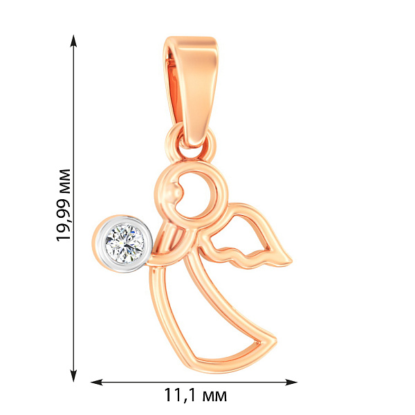 Золотая подвеска «Ангел» с фианитом (арт. 440599) – изображение 2