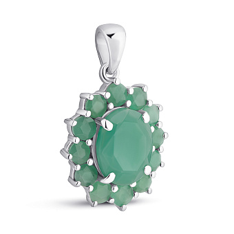 Серебряный кулон Цветок с изумрудами (арт. 7503/2042396Изм)