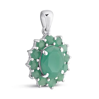 Срібний кулон Квітка зі смарагдами (арт. 7503/2042396Изм)