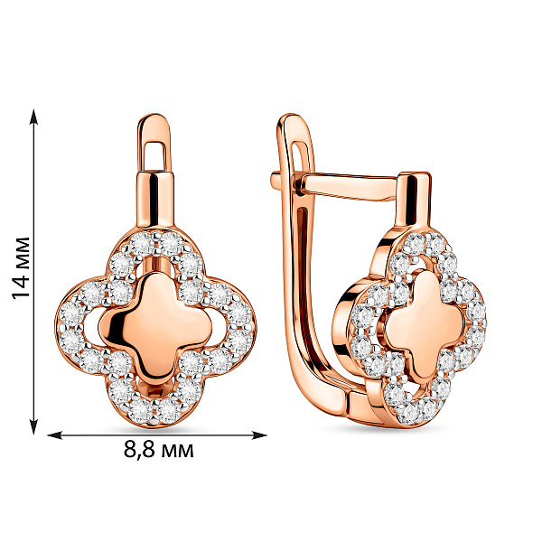 Сережки з червоного золота з фіанітами (арт. 110592) – зображення 2