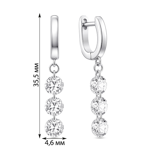 Серебряные серьги-подвески с фианитами (арт. 7502/10337) – изображение 2