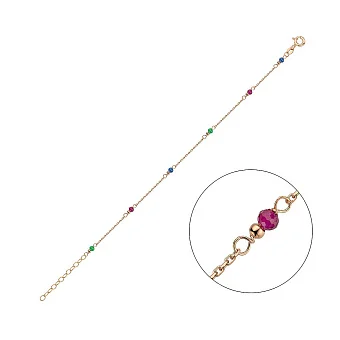 Золотий браслет на ногу з фіанітами (арт. 326516цвн)