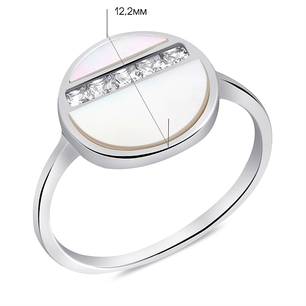 Серебряное кольцо с перламутром и фианитами (арт. 7501/6800п) – изображение 2