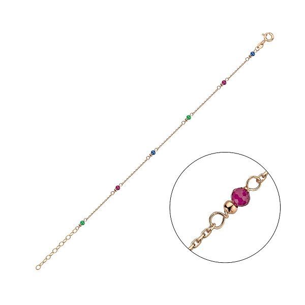 Золотий браслет на ногу з фіанітами (арт. 326516цвн) – зображення 1