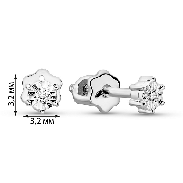 Серьги из белого золота с алмазной гранью и бриллиантами (арт. Т011173б) – изображение 7