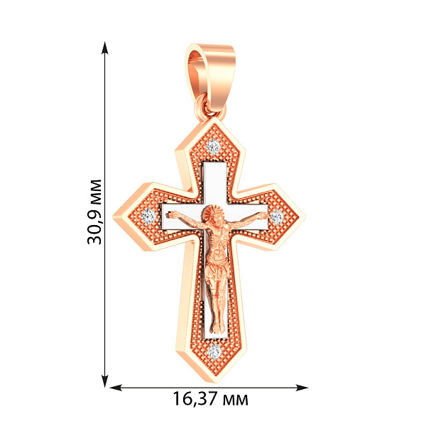 Золотий хрестик з розп'яттям та фіанітами (арт. 501049) – зображення 2