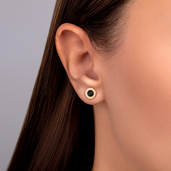 Сережки пусети Лýна з золота з емаллю (арт. 110871ч) – зображення 3