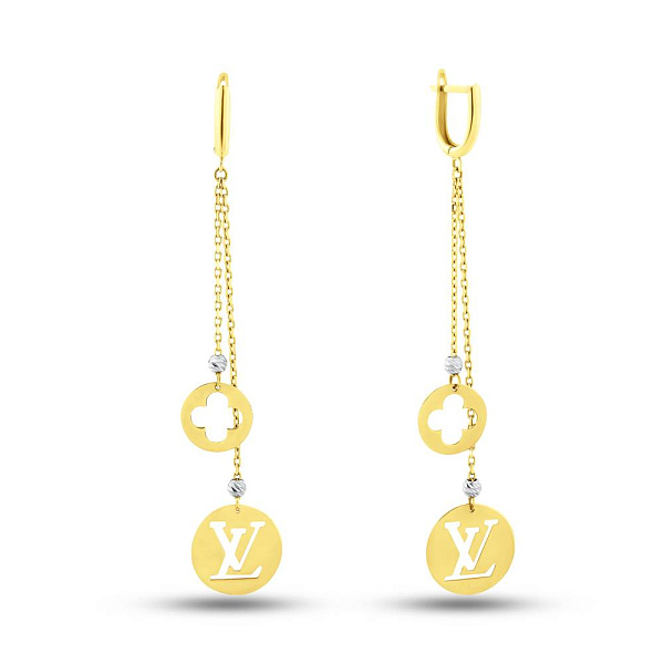 Серьги из желтого и белого золота (арт. 107261жб) – изображение 1