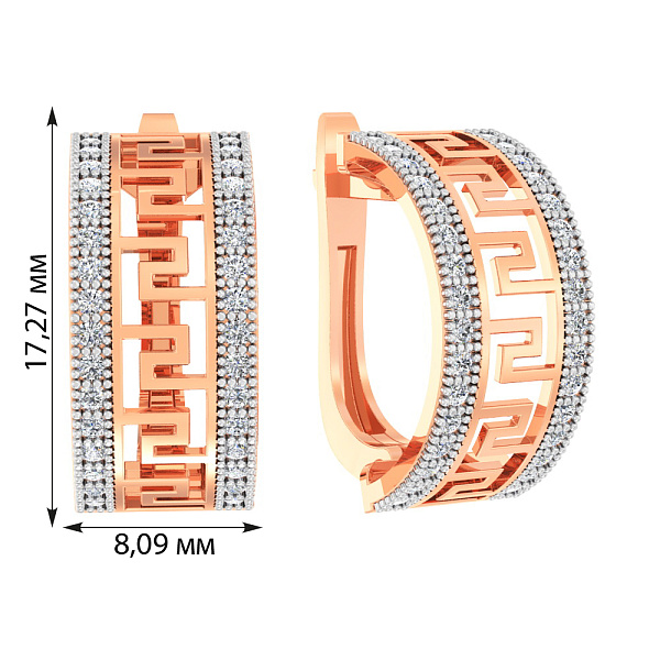 Серьги Олимпия из красного золота с фианитами (арт. 113400) – изображение 2