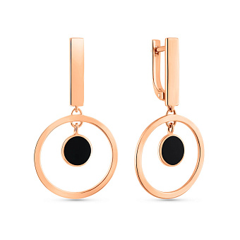 Фото Золотые серьги-подвески с эмалью (арт. 2190246101)