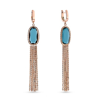 Золотые серьги-подвески с кварцем (арт. 107604Пкс)