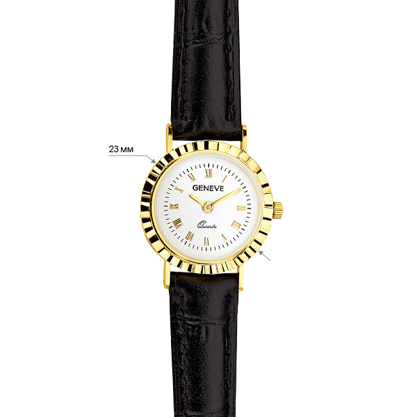 Наручний золотий годинник зі шкіряним ремінцем (арт. 260234жбч) – зображення 4