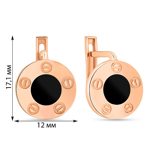 Золоті сережки з емаллю (арт. 107751/3еч) – зображення 3