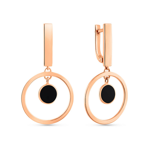 Золотые серьги-подвески с эмалью (арт. 2190246101) – изображение 1