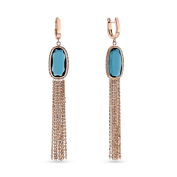 Золотые серьги-подвески с кварцем (арт. 107604Пкс) – изображение 1