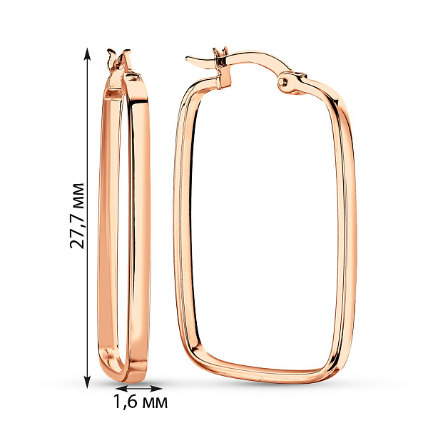 Серьги из красного золота без камней (арт. 1091131/25) – изображение 4