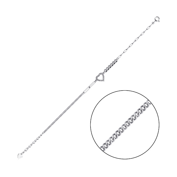 Браслет из серебра Сердце с фианитами (арт. 7509/4721) – изображение 1