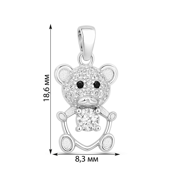 Серебряная подвеска мишка с фианитами (арт. 7503/4800ч) – изображение 2