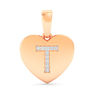 Кулон Буква Т из красного золота с фианитами (арт. 440980)