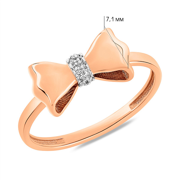 Золота каблучка Бантики з фіанітами (арт. 141322) – зображення 5