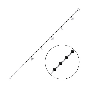 Фото Серебряный браслет с эмалью и фианитами (арт. 7509/4121еч)