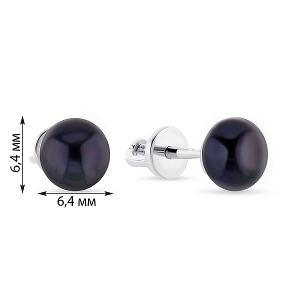 Серебряные серьги-пусеты с жемчугом  (арт. 7518/403сжч) – изображение 2