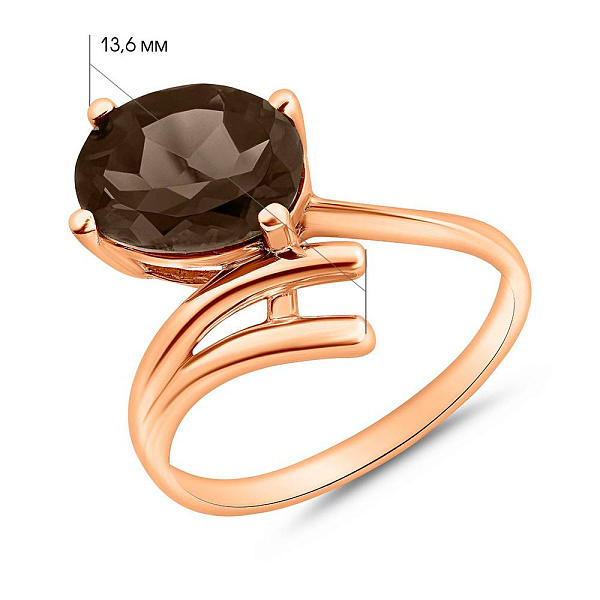 Золотое кольцо с коричневым кварцем (арт. 152604К.д) – изображение 2