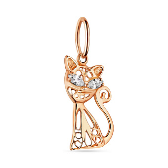 Золотая подвеска Котик с фианитами (арт. 423092)