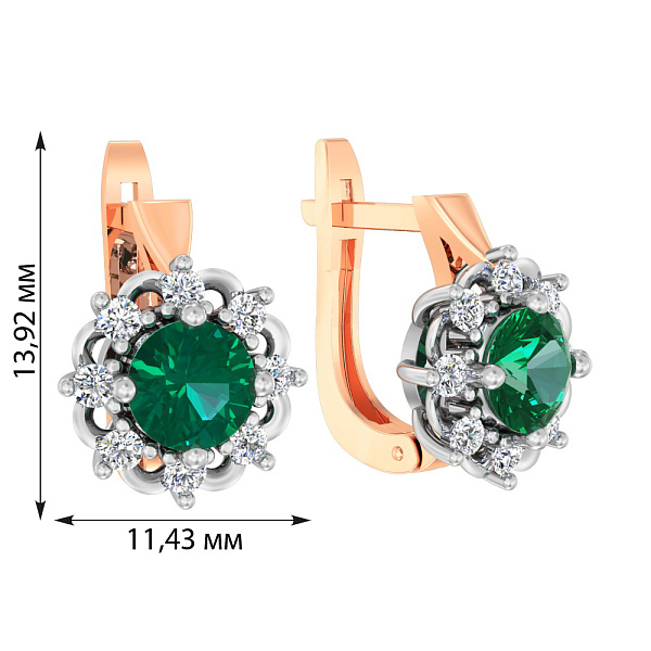 Золотые серьги с кварцем и фианитами (арт. 111042Пз) – изображение 2