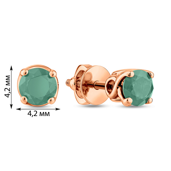 Золоті сережки пусети зі смарагдами (арт. 111011Пи) – зображення 2