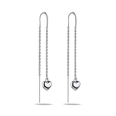 Сережки-протяжки зі срібла з сердечком (арт. 7502/4490)