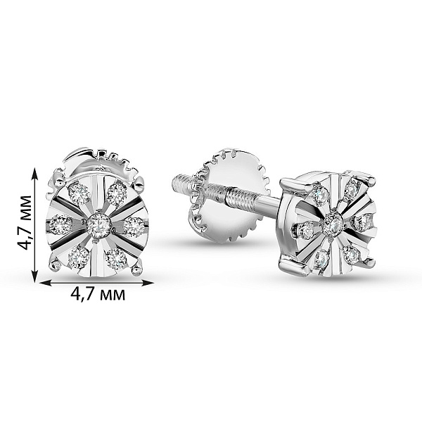 Серьги-пусеты из белого золота с бриллиантами (арт. С341327010б) – изображение 4