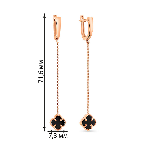 Серьги-подвески из красного золота с ониксом (арт. 109060/8о) – изображение 2