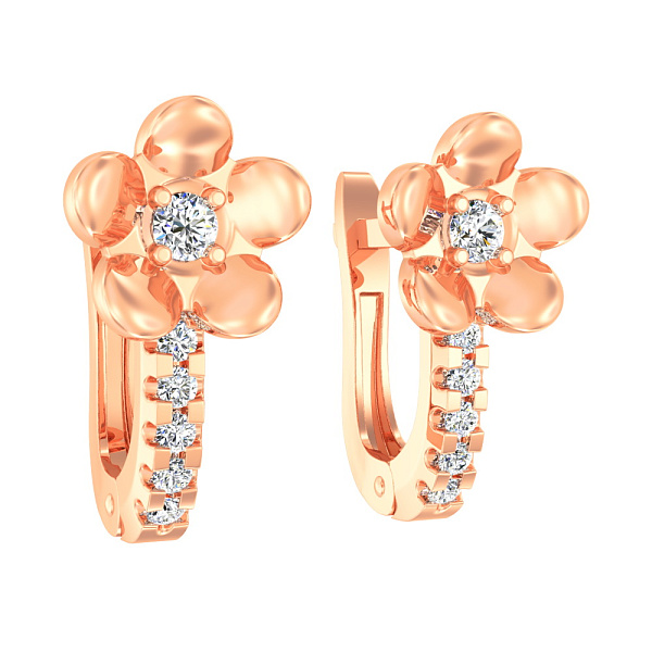 Дитячі золоті сережки «Квіточки» з фіанітами (арт. 110479) – зображення 1
