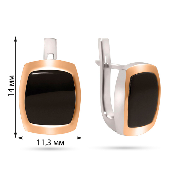 Срібні сережки з оніксом (арт. 7202/255/1о) – зображення 2