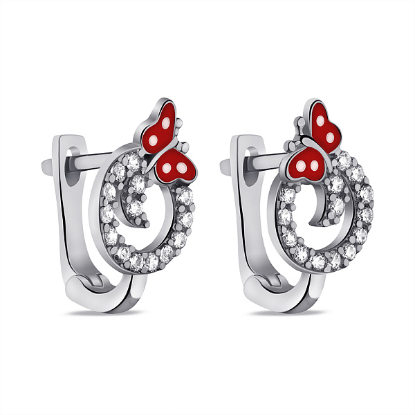 Серебряные детские серьги Бабочка с эмалью (арт. 7502/1227екр) – изображение 1