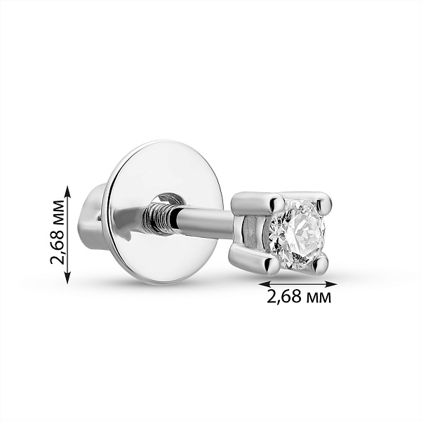 Золота сережка пусета з діамантом в одне вухо (арт. Т011019005бЯ) – зображення 3