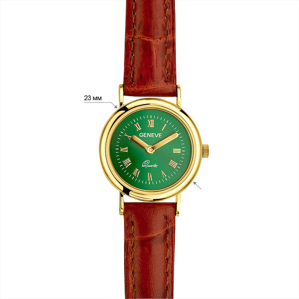 Золотые кварцевые часы с кожаным ремешком (арт. 260235жзкр) – изображение 4