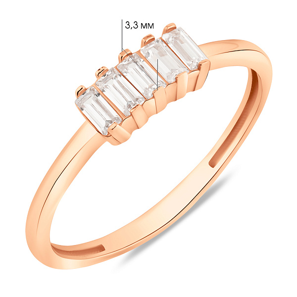 Кольцо из красного золота с фианитами (арт. 155797) – изображение 3