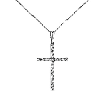 Фото Золотое колье Крестик с бриллиантами (арт. Ц341191050б)
