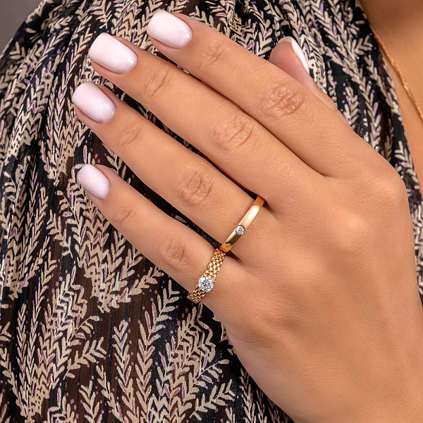 Обручка з червоного золота з діамантом (арт. К239216010) – зображення 2