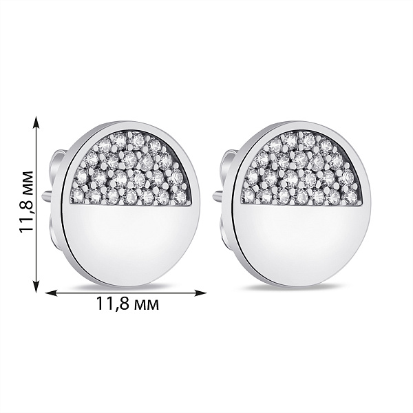 Серебряные серьги-пусеты с эмалью и фианитами (арт. 7518/6567еч) – изображение 2