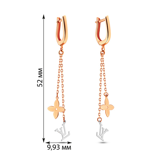 Золоті сережки-підвіски без каміння (арт. 103696кб) – зображення 2