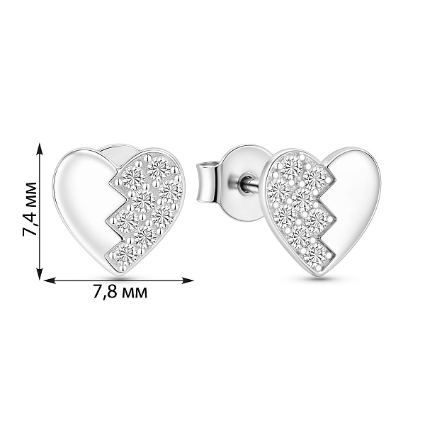 Серебряные серьги Сердце с фианитами (арт. 7518/7397) – изображение 2