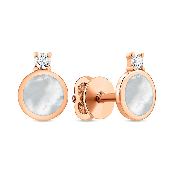 Золотые серьги Лýна с эмалью и фианитами (арт. 111237еп) – изображение 1