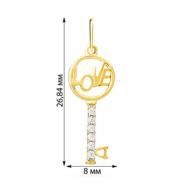 Подвеска из желтого золота «Ключик» с фианитами (арт. 440526ж) – изображение 2