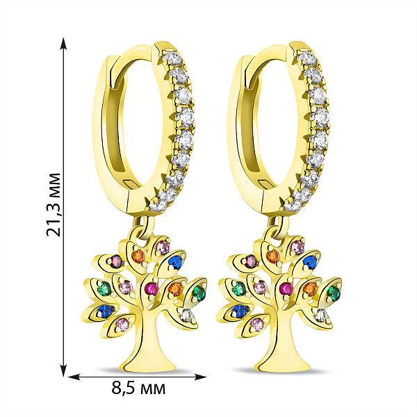 Серьги-кольца из серебра Дерево жизни с альпинитами (арт. 7502/9164/10жацв) – изображение 2