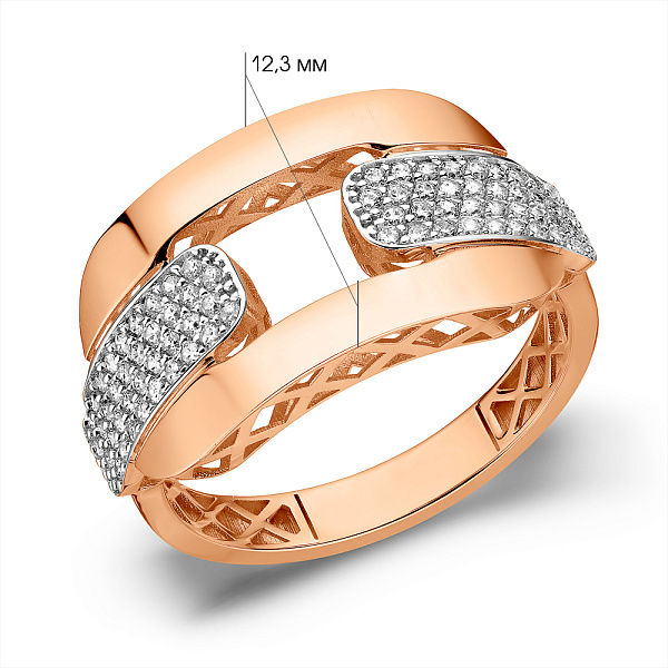 Кольцо из красного золота с фианитами (арт. 156677) – изображение 3